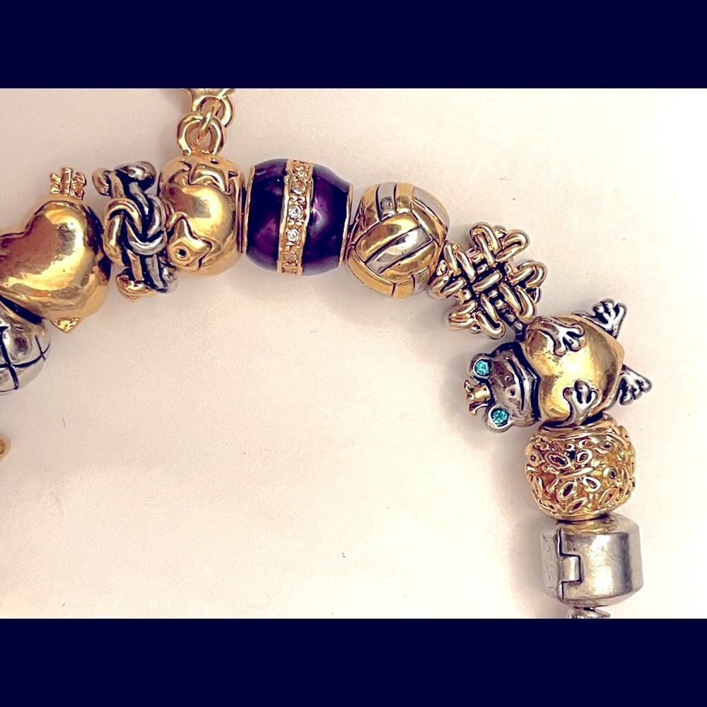 Double Gold Electroplated Retired  PUGSTER CHARMS, ONE OF A KIND BRACELETS